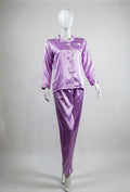 Purple Satin Button-Down Night Suit