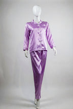 Purple Satin Button-Down Night Suit