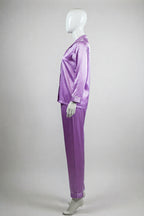 Purple Satin Button-Down Night Suit