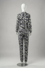 White Marble Printed Silk Night Suit