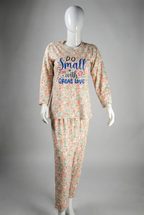 Peach Floral 'Great Love' Printed Night Suit
