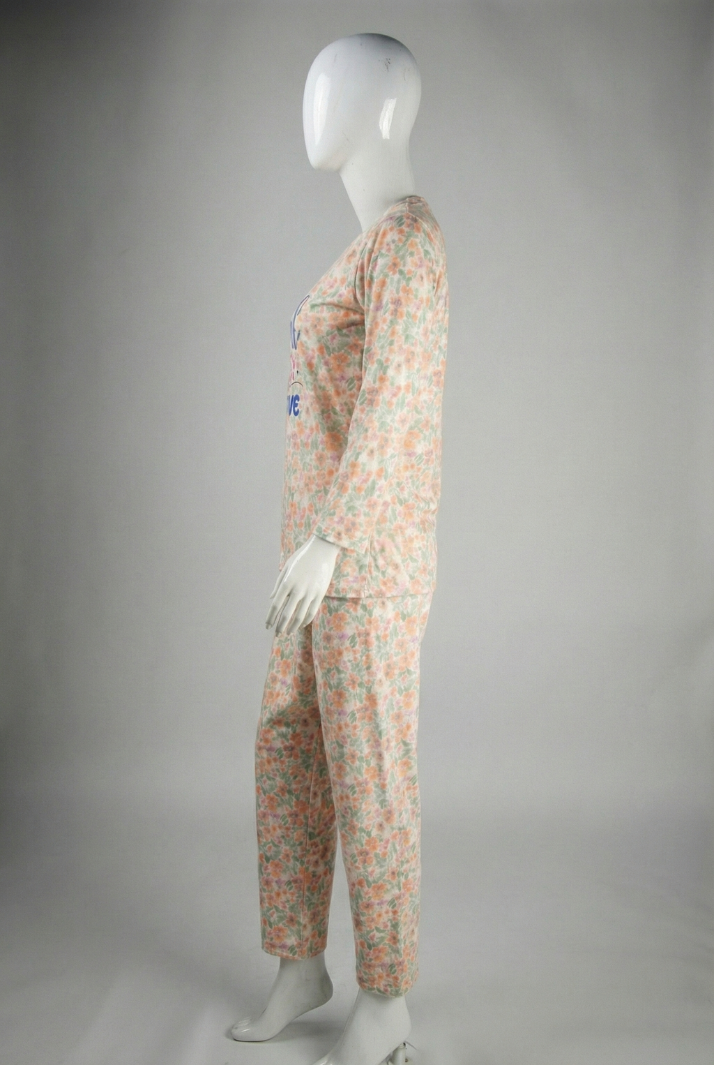 Peach Floral 'Great Love' Printed Night Suit