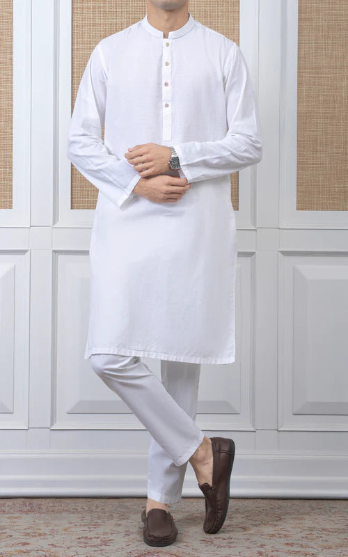 YARN DYED JACQUARD KURTA - PREMIUM COLLECTION WHITE