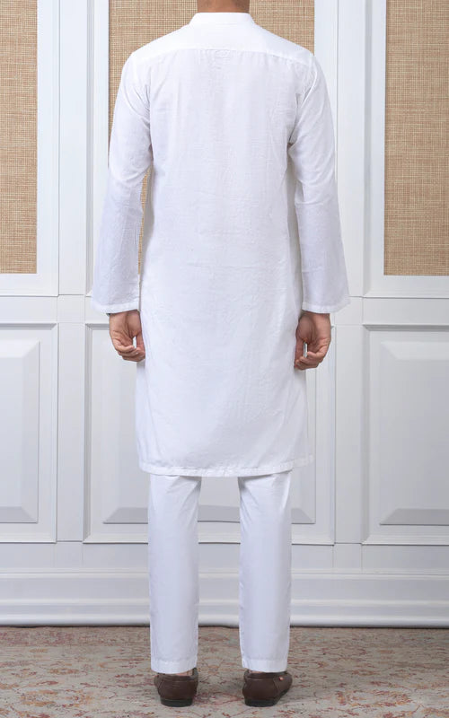 YARN DYED JACQUARD KURTA - PREMIUM COLLECTION WHITE