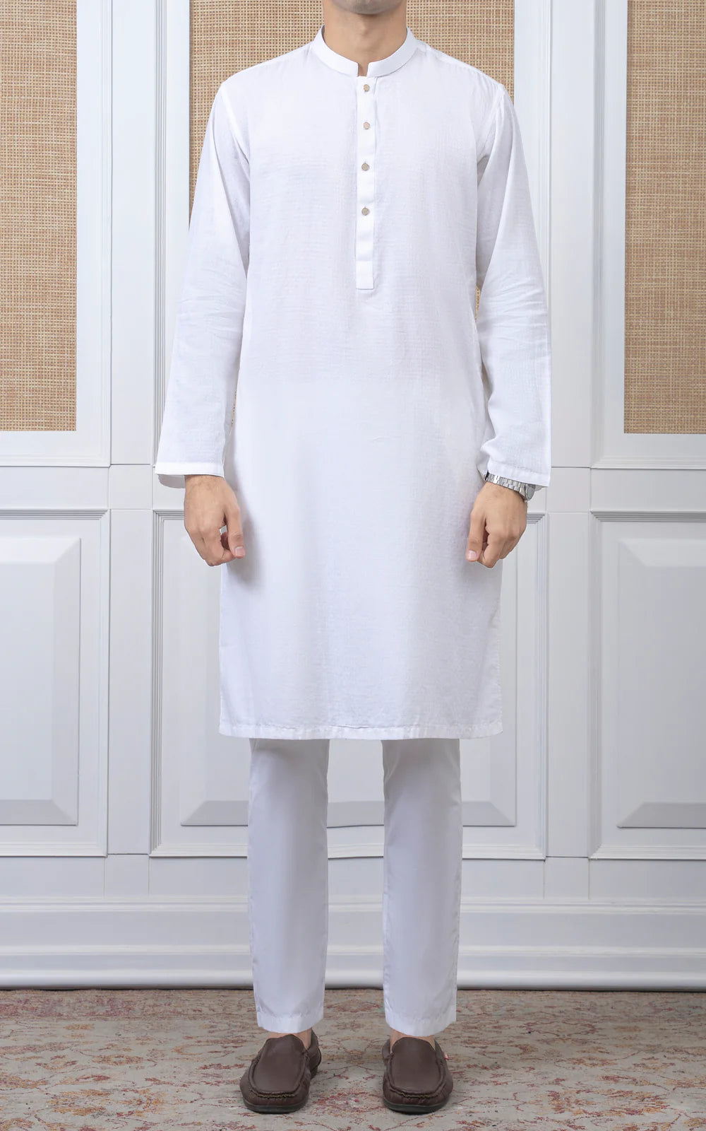 YARN DYED JACQUARD KURTA - PREMIUM COLLECTION WHITE